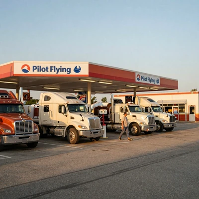 Life on the road and dating - truck stop at golden hour