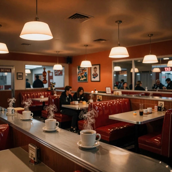 Warm diner interior at night - LoveMy trucker dating community home