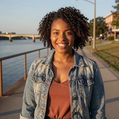 Jasmine from Davenport - Black Iowa woman dating a truck driver near Quad Cities riverfront