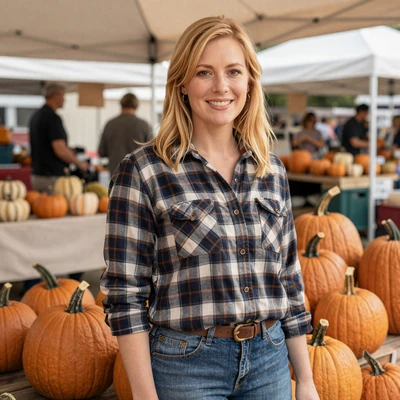 Megan from Iowa City - strawberry blonde Iowa woman CDL dating profile at Hawkeye State farmer market