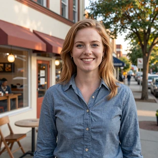 Bridget from Naperville at a coffee shop - trucker dating Chicago profile photo