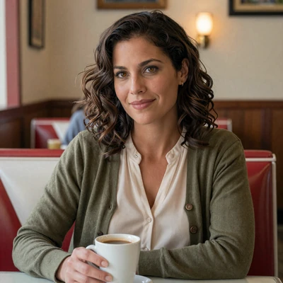 Sofia from Sioux City - mixed heritage Iowa trucker dating profile at vintage Midwest diner booth