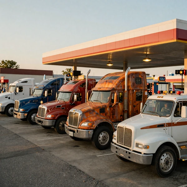 Truck stop at golden hour - life on the road and dating guide