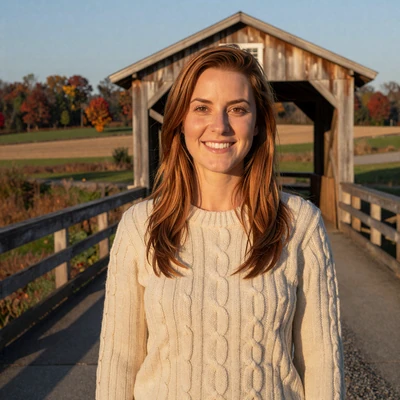 Rachel from Lancaster PA - White woman trucker dating profile on covered bridge