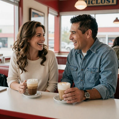 Couple at diner counter - how to date a truck driver guide
