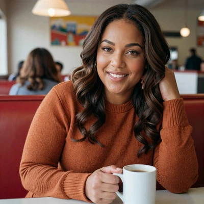 Aaliyah at a Missouri City diner booth - women who love truckers in Houston