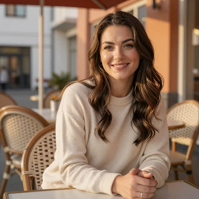 How women can connect with truckers safely - confident woman at a cafe