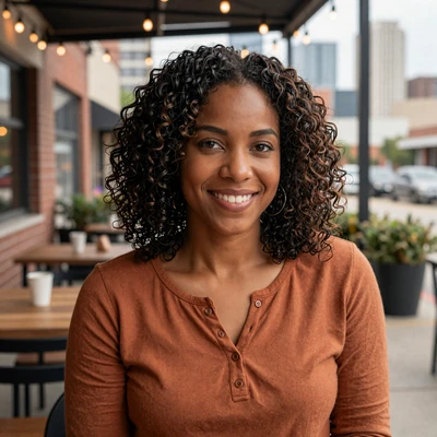 Tasha from Houston - Texas trucker dating profile at Houston coffee shop patio