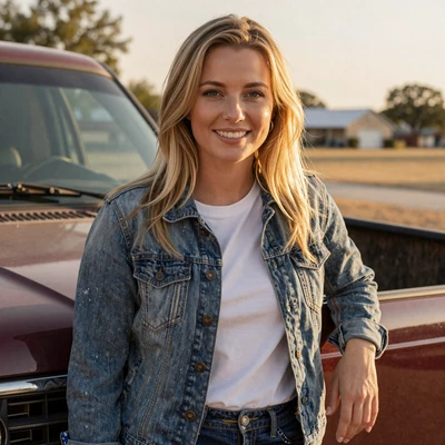 Hannah from Katy near a pickup truck - truck driver dating Houston