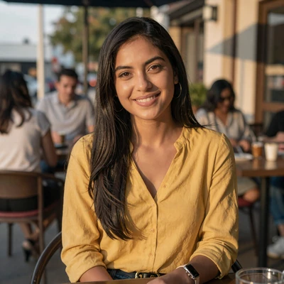 Yesenia from East End Houston at an outdoor cafe - trucker dating Houston profile photo