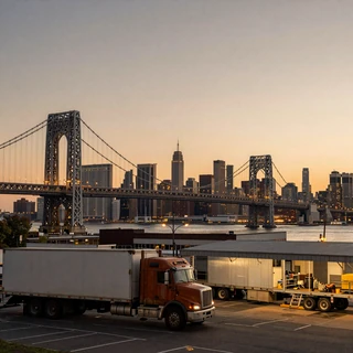 New York metro skyline at dusk - trucker dating New York regional CDL drivers