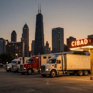 Chicago Illinois skyline at twilight - trucker dating Chicago Midwest freight capital