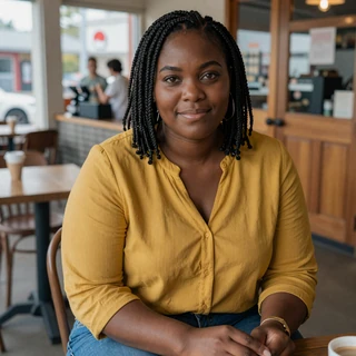 Tasha from Marietta at an Atlanta coffee shop - trucker dating Atlanta profile