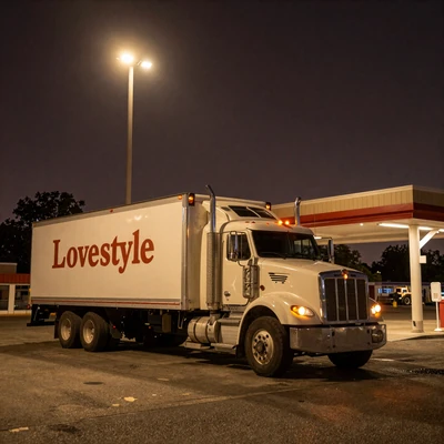 Truck stop loneliness and modern dating - lone rig at night