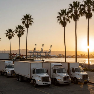 Los Angeles port at sunset - trucker dating LA drayage and OTR drivers