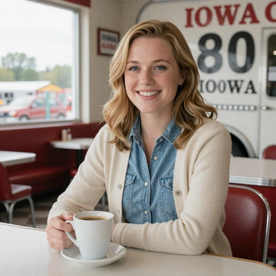 Katie from Walcott - White Iowa woman trucker dating profile at Iowa 80 truck stop diner