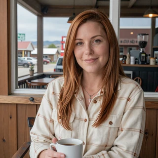 Dakota from Casper - auburn-haired Wyoming oil patch woman dating a truck driver in coffee shop