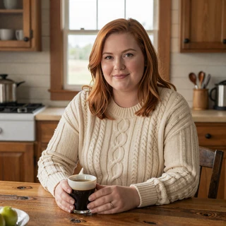 Amber from Lincoln - auburn-haired Nebraska woman dating a truck driver at farmhouse kitchen