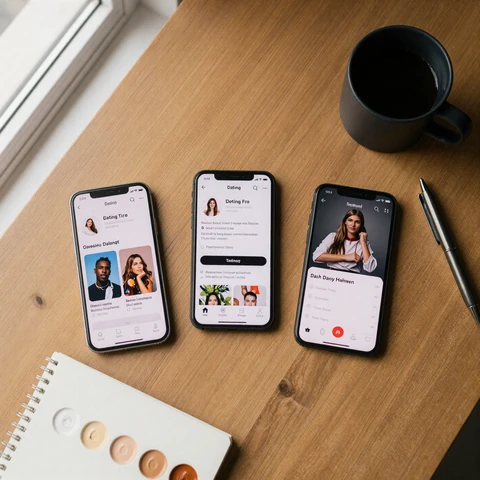 Best dating apps for CDL drivers comparison - three phones side by side