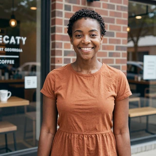 Jasmine from Decatur Georgia at a coffee shop - trucker dating Atlanta profile photo