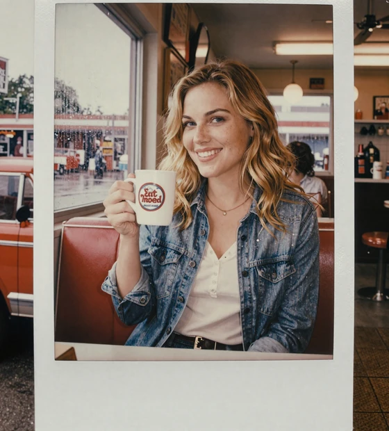 Friendly woman smiling over coffee at a roadside diner - trucker dating community member